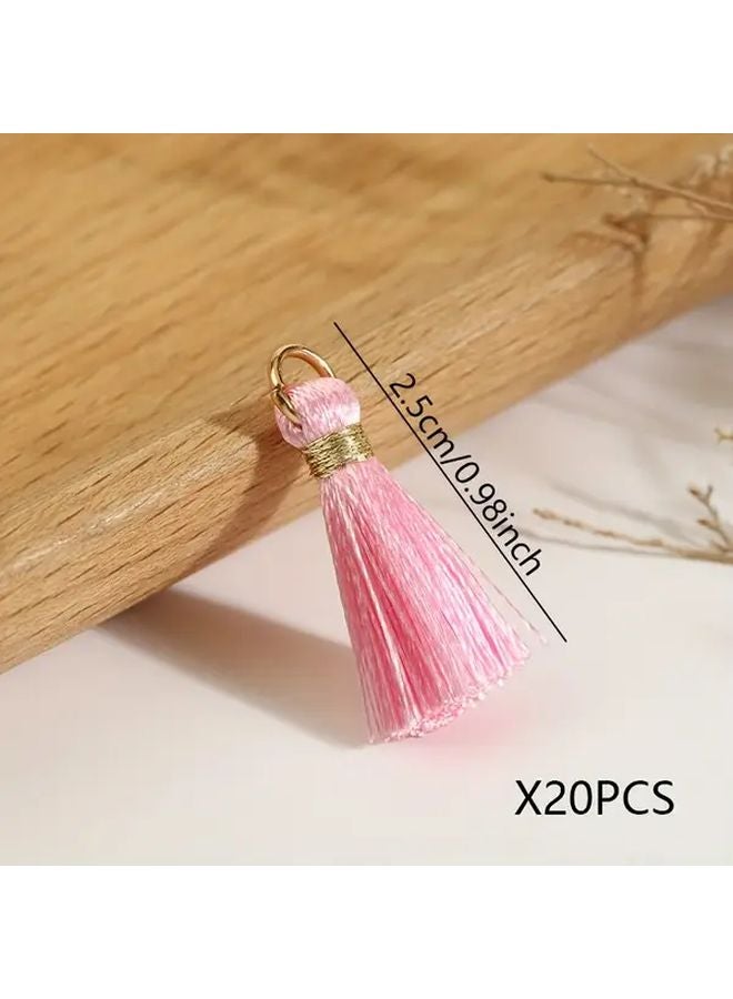 20 شرابة بيضاء يدوية الصنع مع حلقات أسلاك ذهبية لصنع المجوهرات DIY وتزيين القبعات - Image 3